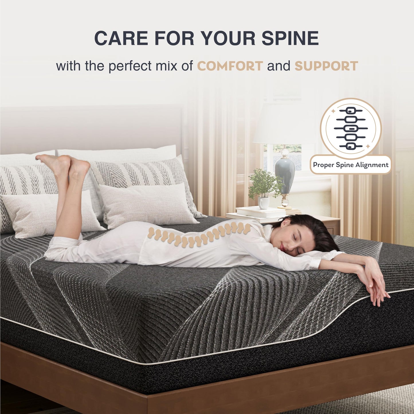 California King Mattress 14 Inch Charcoal Memory Foam in a Box, Medium Firm (84" Long)