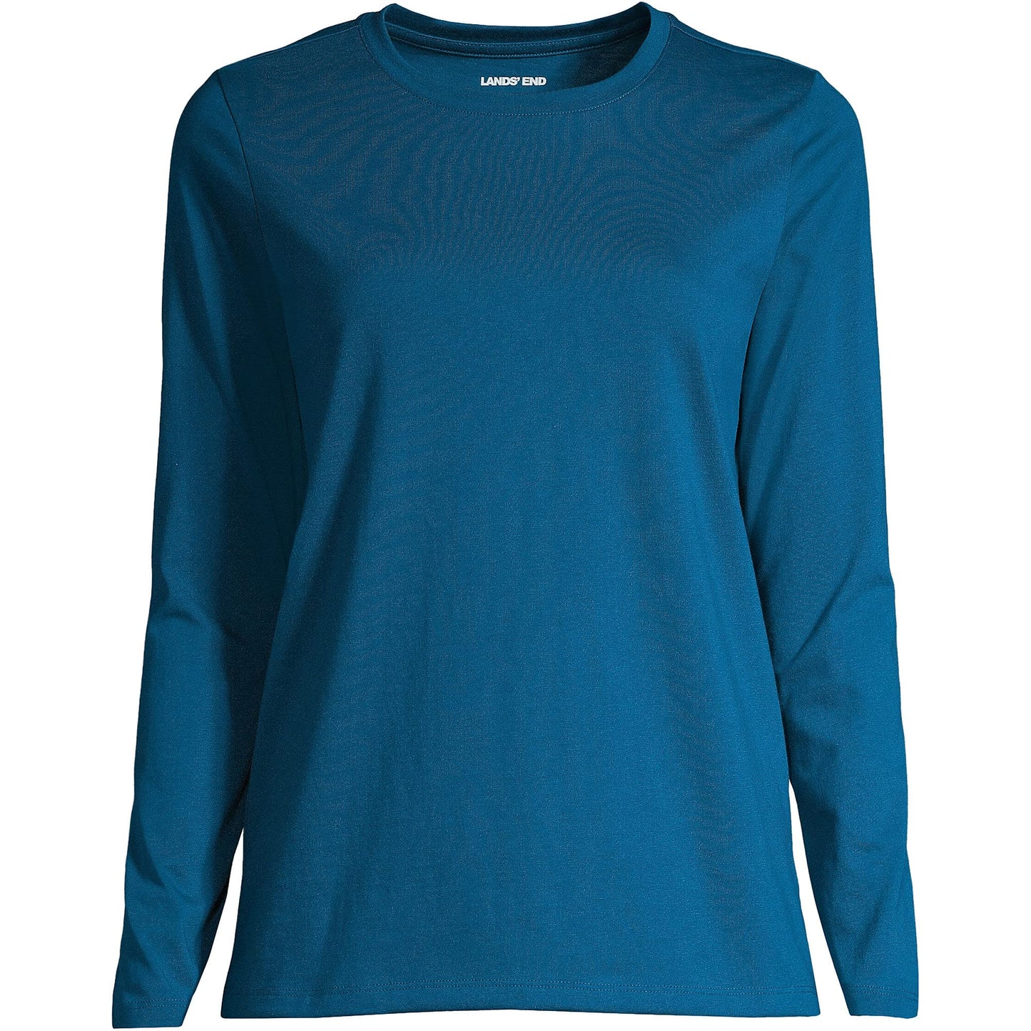 Lands' End Womens Long Sleeve Relaxed Supima Cotton Crew Neck T Shirt Baltic Teal Tall X-Large