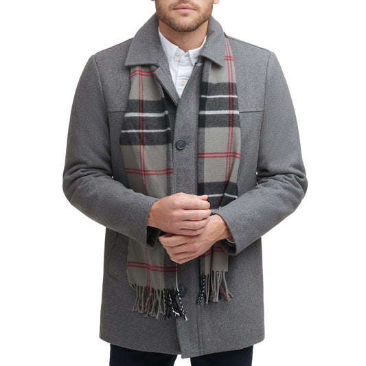 Dockers Men's Weston Wool Blend Coat with Scarf (Regular and Big & Tall), Light Grey, X-Large