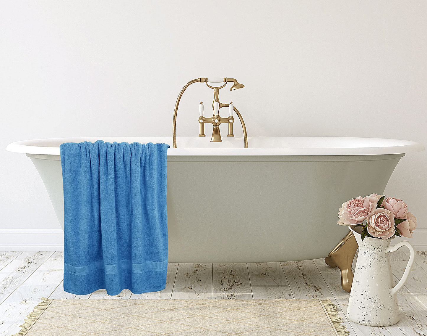 Utopia Towels Luxurious Jumbo Bath Sheet 2 Piece, 600 GSM, 35 by 70 Inches, 100% Ring Spun Cotton, Highly Absorbent and Quick Dry Extra Large Bath Towel, Super Soft Towel, Electric Blue