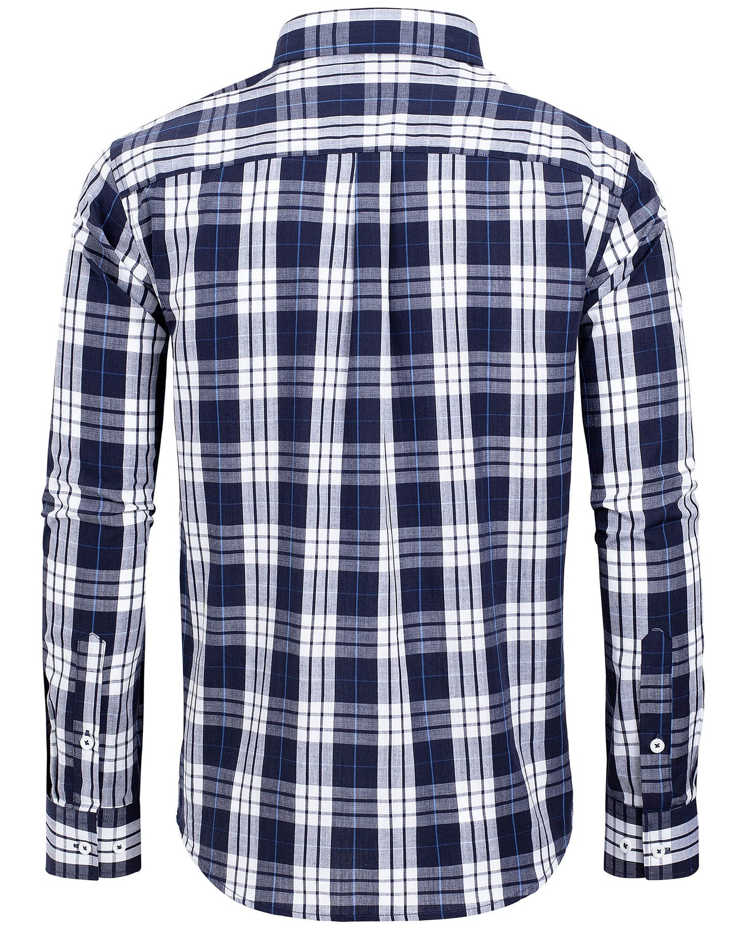 Alimens & Gentle Men's Plaid Button Down Shirts Cotton Long Sleeve Dress Shirts Regular Fit Gingham Shirts