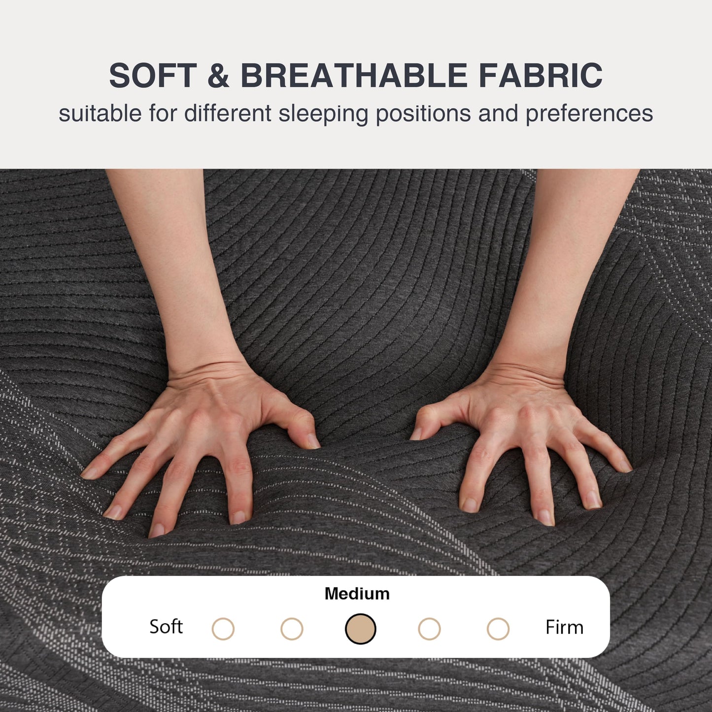 California King Mattress 14 Inch Charcoal Memory Foam in a Box, Medium Firm (84" Long)