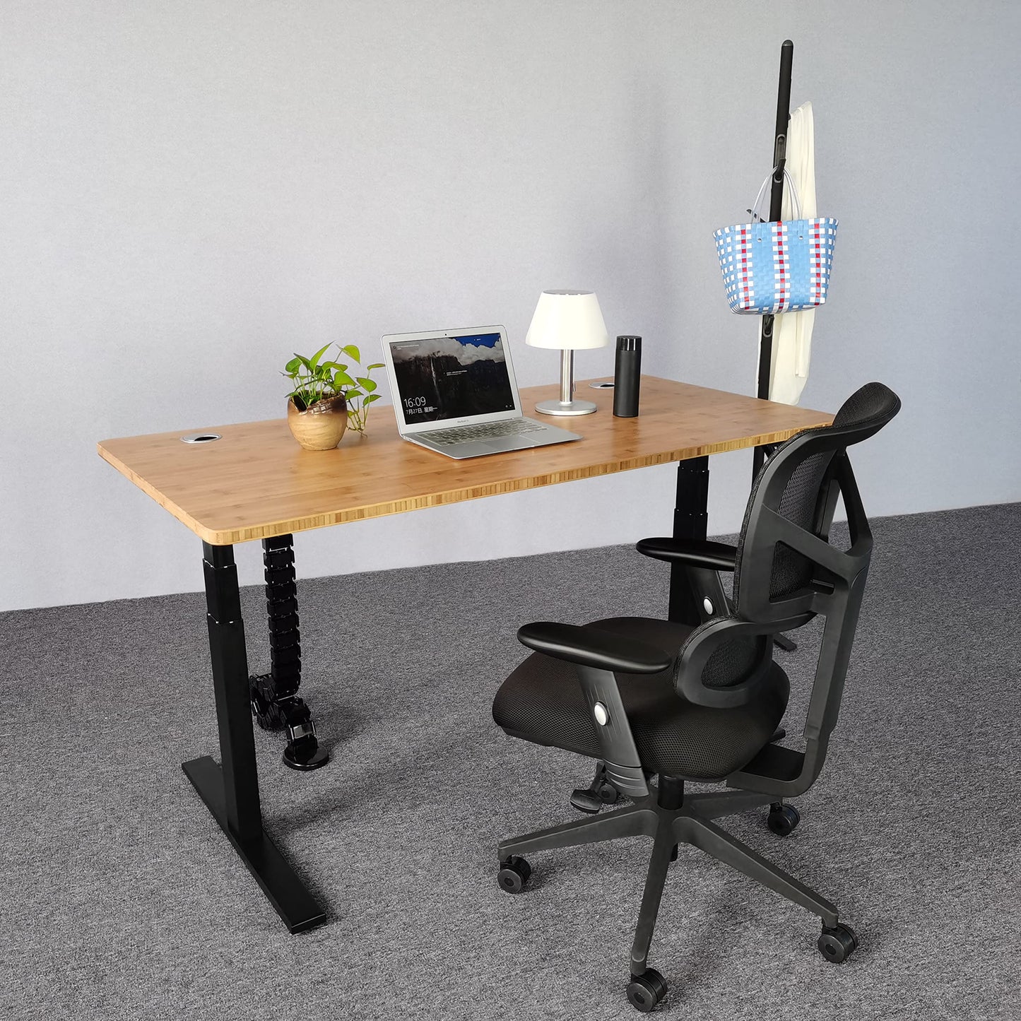 VWINDESK VJ201-S3 Electric Height Adjustable Sitting Standing Desk Frame Only/Sit Stand - Dual Motors 3 Segment Motorized Desk Base Only,Black - 49.2" Max Height