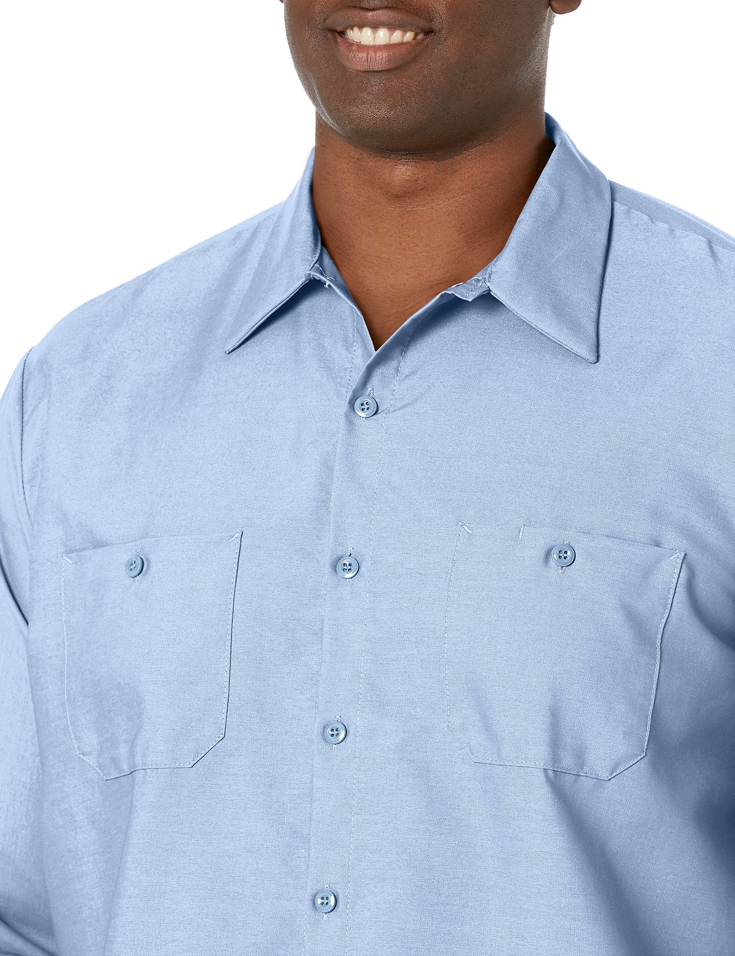 Red Kap Men's Size Industrial Work Shirt, Regular Fit, Long Sleeve, Light Blue, Medium/Tall