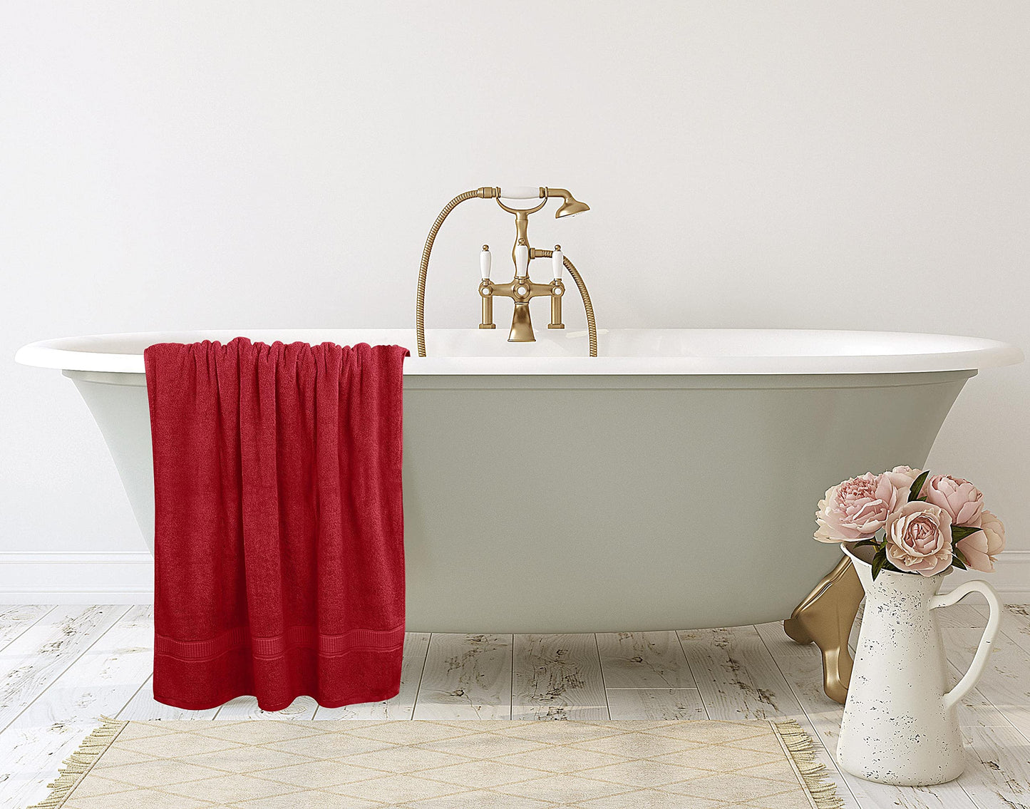 Utopia Towels Luxurious Jumbo Bath Sheet 2 Piece, 600 GSM, 35 by 70 Inches, 100% Ring Spun Cotton, Highly Absorbent and Quick Dry Extra Large Bath Towel, Super Soft Towel, Red