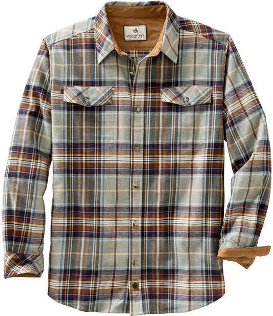 Legendary Whitetails Men's Big Flannel Shirt Long Sleeve Button Down Relaxed Fit, Light Sequoia Sky Plaid, Large Tall