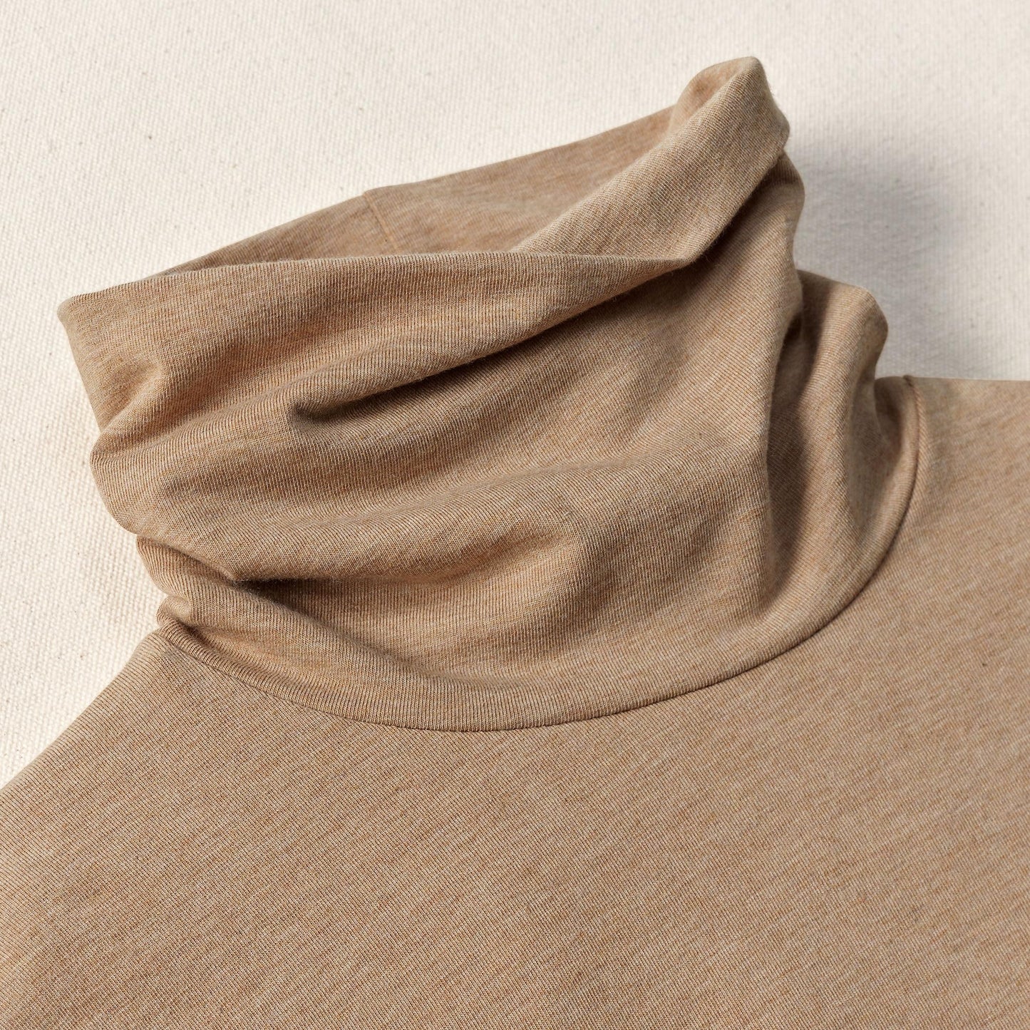 Lands' End Womens Long Sleeve Shaped LWCM Turtleneck Light Toffee Heather Tall Large