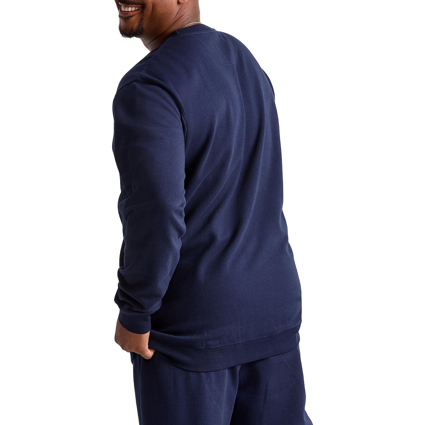 Champion Men's Crewneck Fleece Sweatshirt, Standard Fit, Midweight, Available in Regular and Big, Navy-C Logo, X-Large Tall