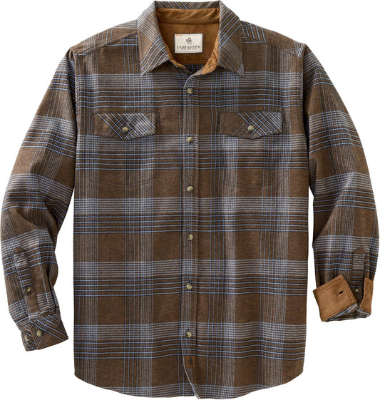 Legendary Whitetails Men's Big Flannel Shirt Long Sleeve Button Down Relaxed Fit, Real Chocolate Melange, Large Tall