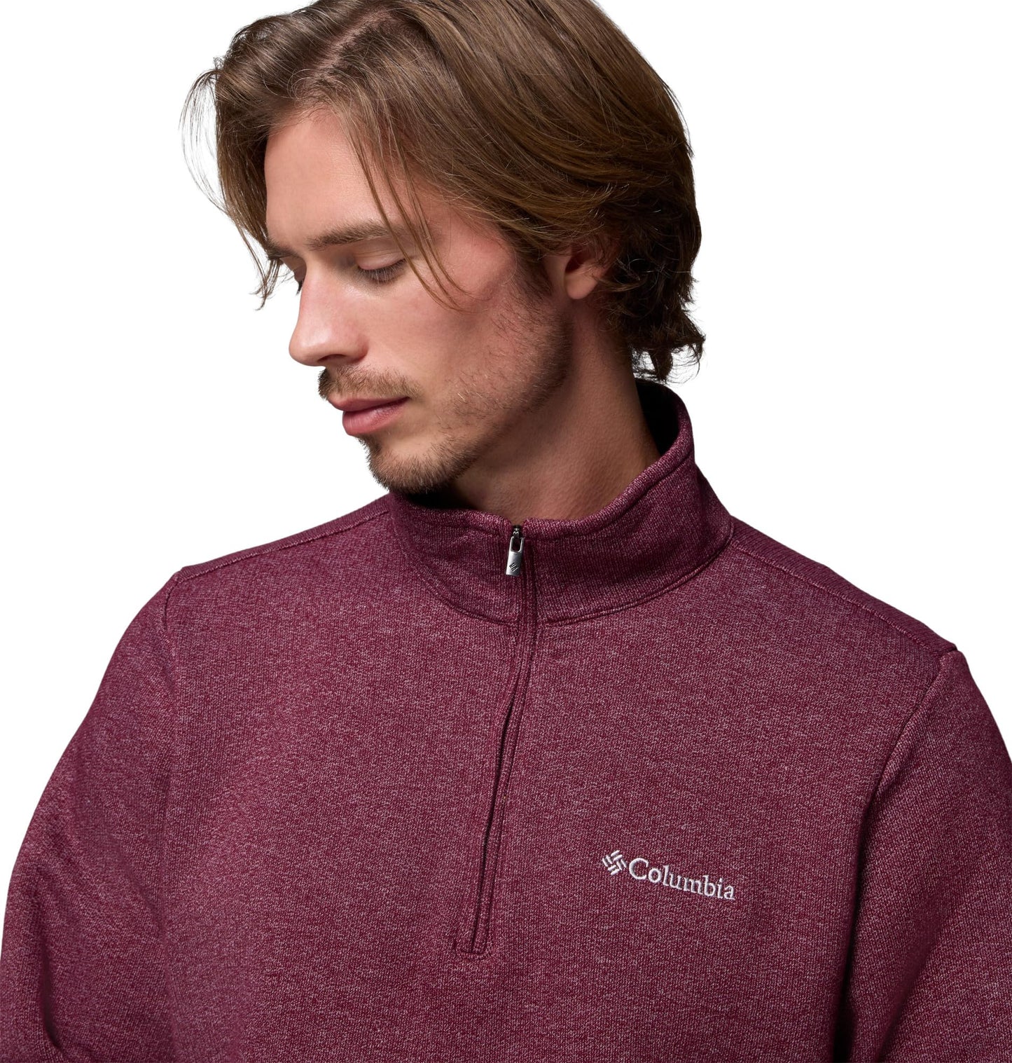 Columbia Mens Great Hart Mountain III Half Zip Pullover Jacket, Rich Wine Heather, Large Tall