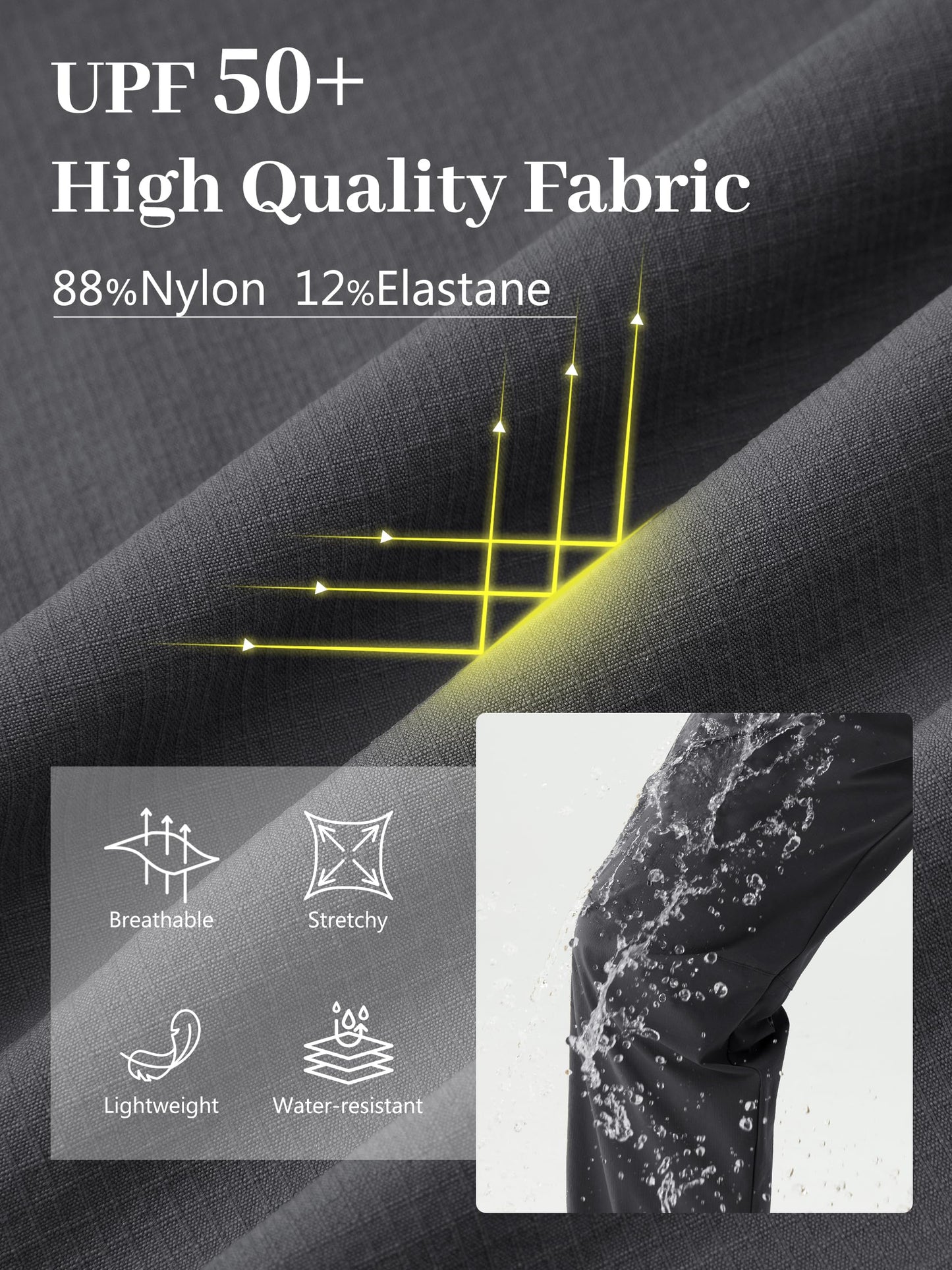 Tallemon Womens Tall Hiking Pants 30/32/34 Inseam Lightweight Joggers Quick Dry 4 Pockets Travel Athletic Cargo UPF50+ 34" Dark Gery Small