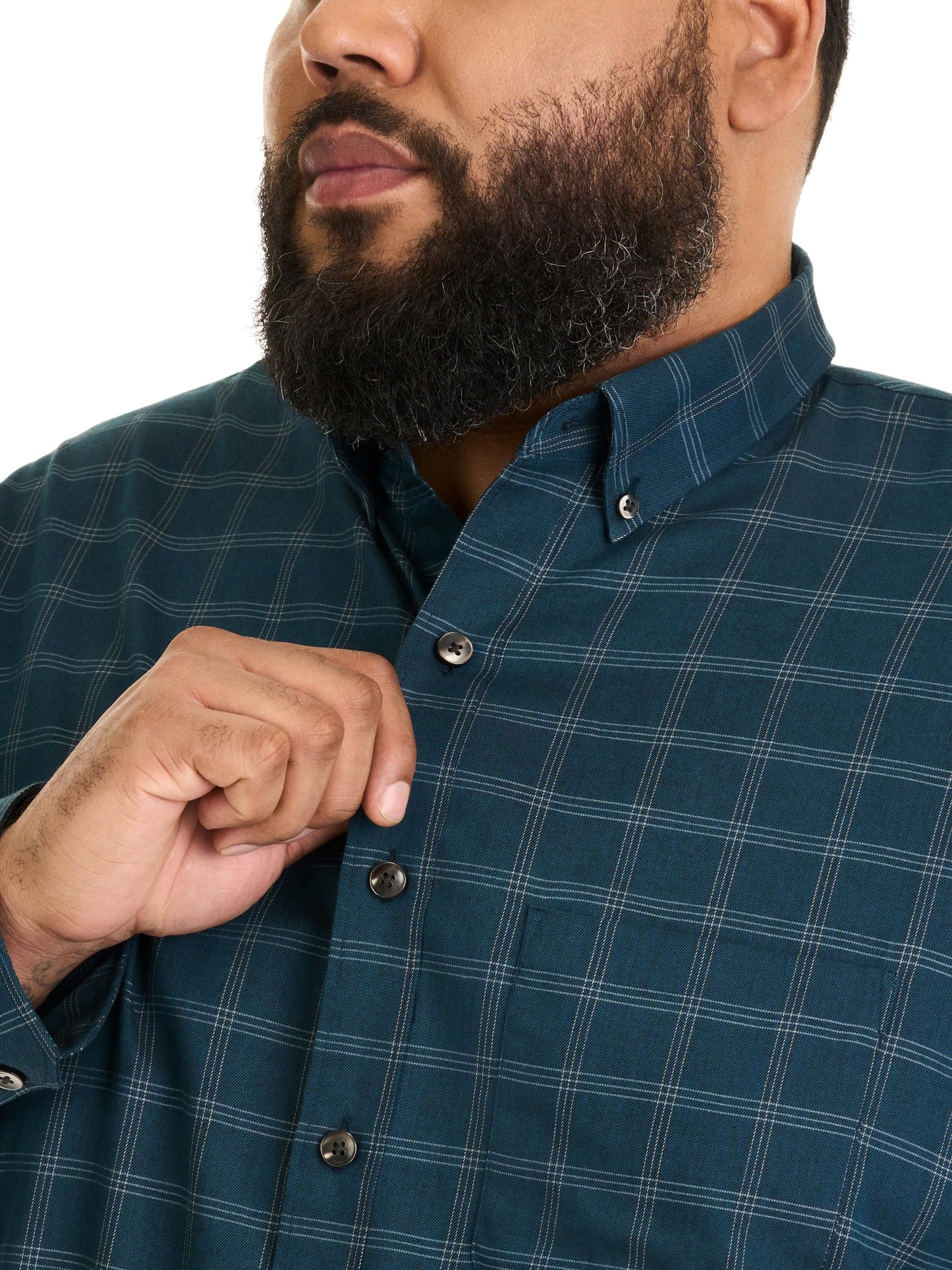 Van Heusen Men's Size Big Wrinkle Free Long Sleeve Button Down Shirt, Turquoise Seabed, 2X-Large Tall