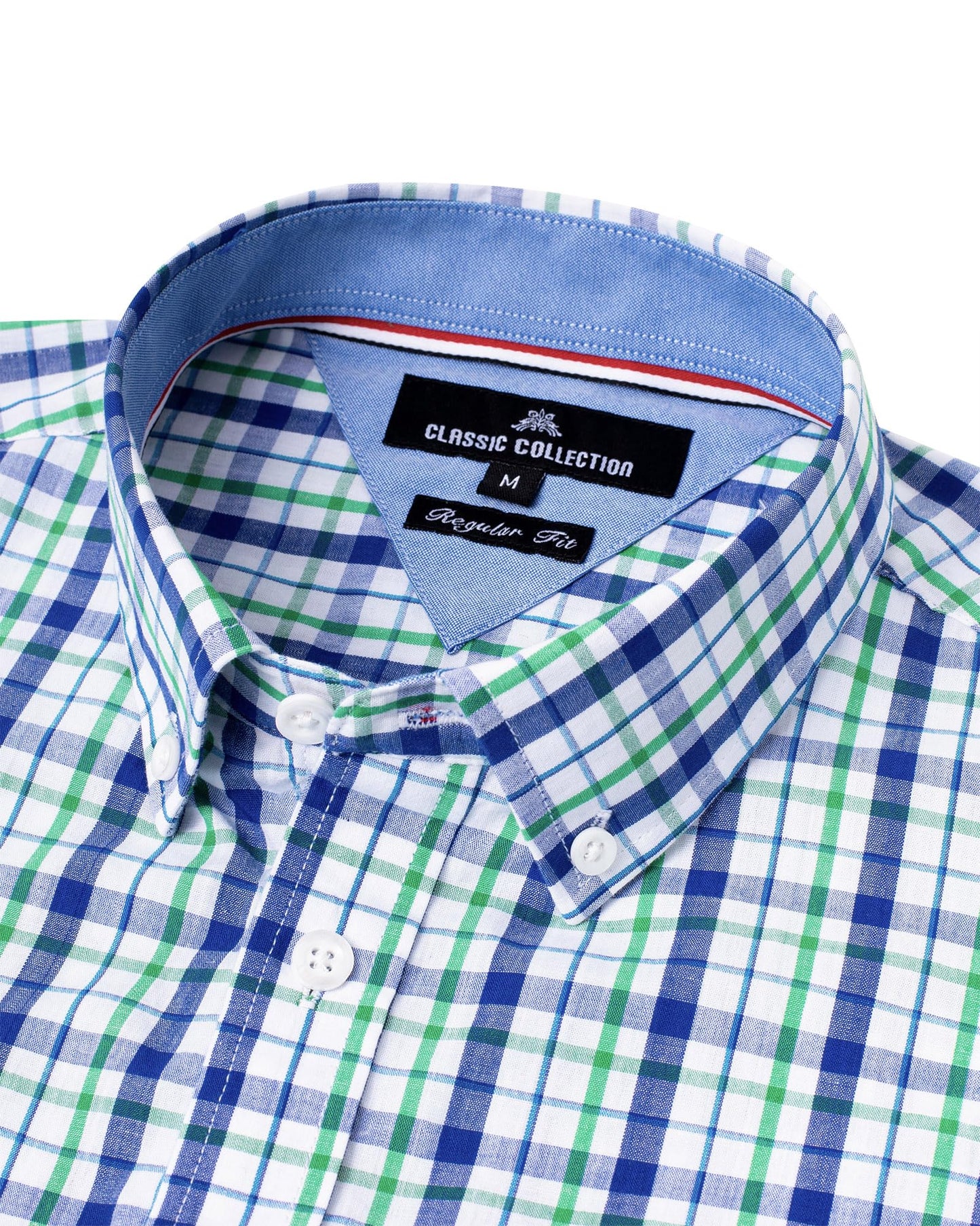Alimens & Gentle Men's Plaid Button Down Shirts Cotton Long Sleeve Dress Shirts Regular Fit Gingham Shirts