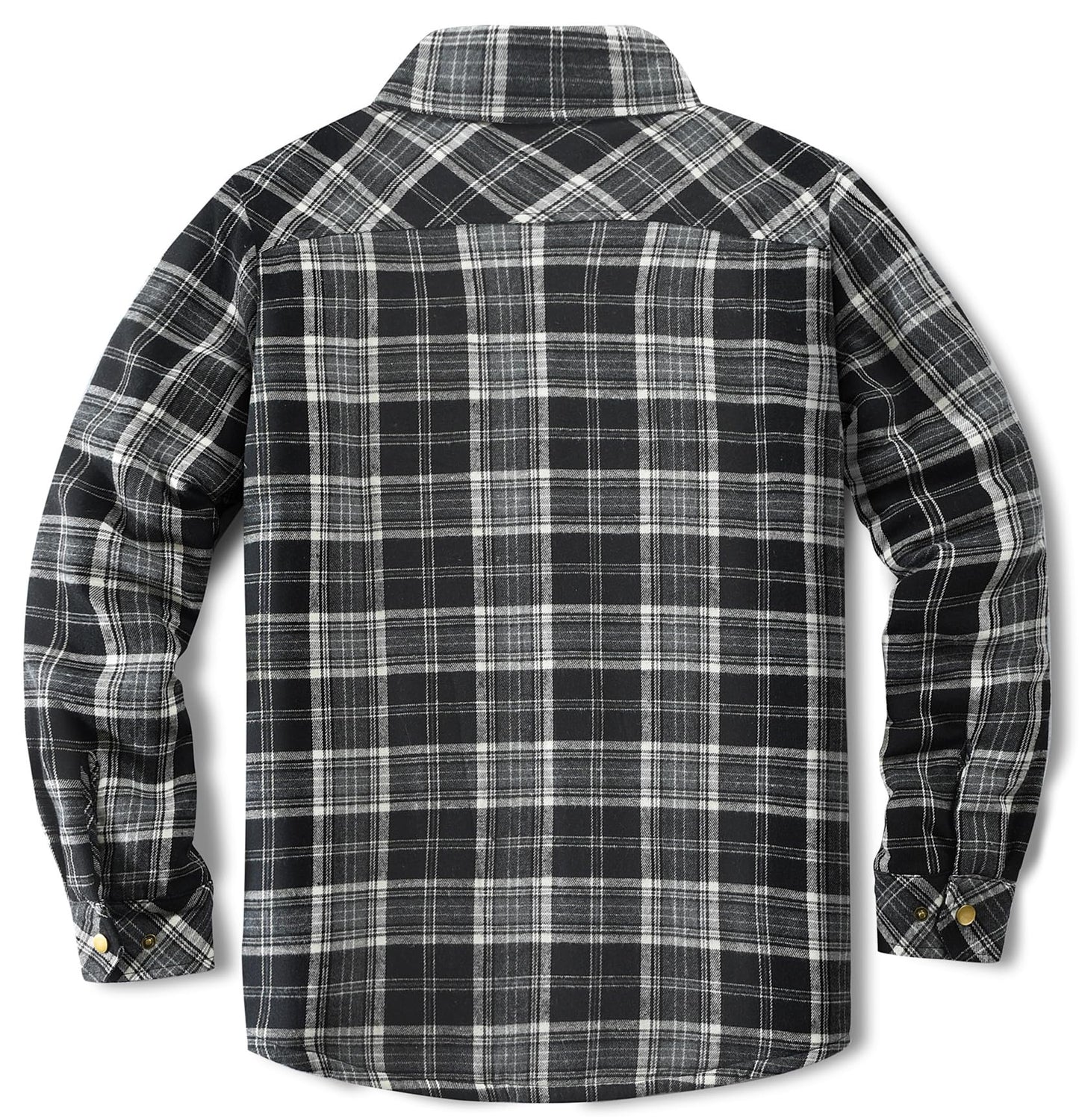 Puwasa Men's Cotton Flannel Shirt Jacket Long Sleeve Fleece Casual Button Down Plaid Jacket Brushed Soft Outdoor Coat with Pocket Black X-Large Tall