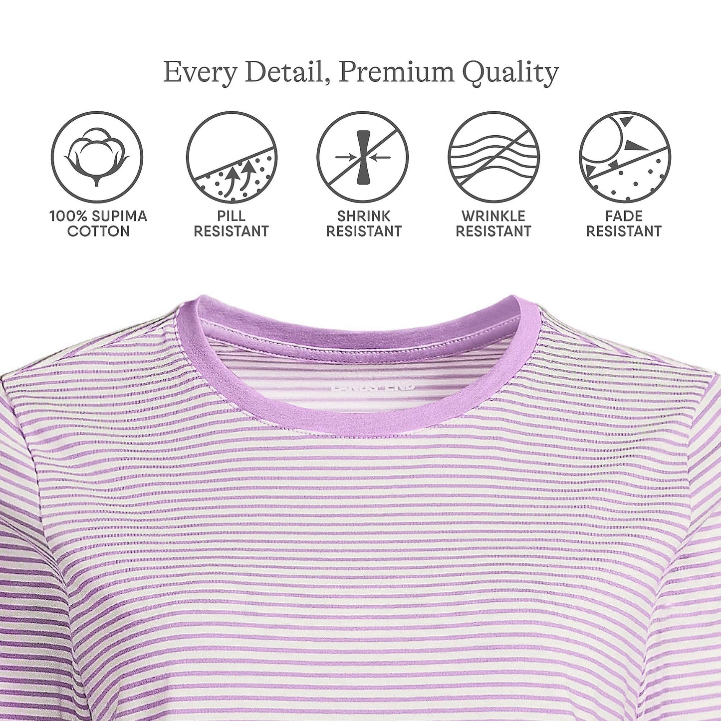Lands' End Womens 3Q Cotton Supima Crew Neck Tunic Soft Orchid Micro Stripe Tall Medium