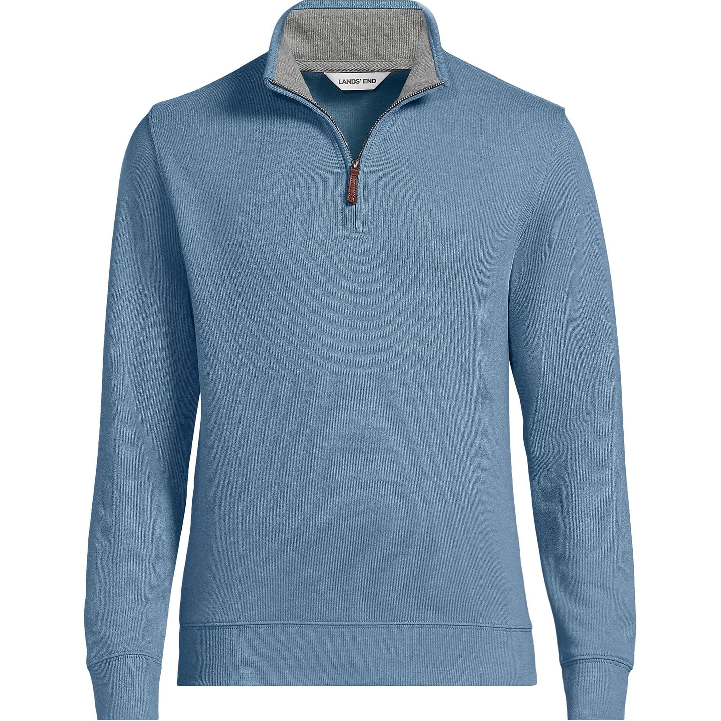 Lands' End Mens Bedford Rib Quarter Zip Sweater Soft Peacock Tall Medium