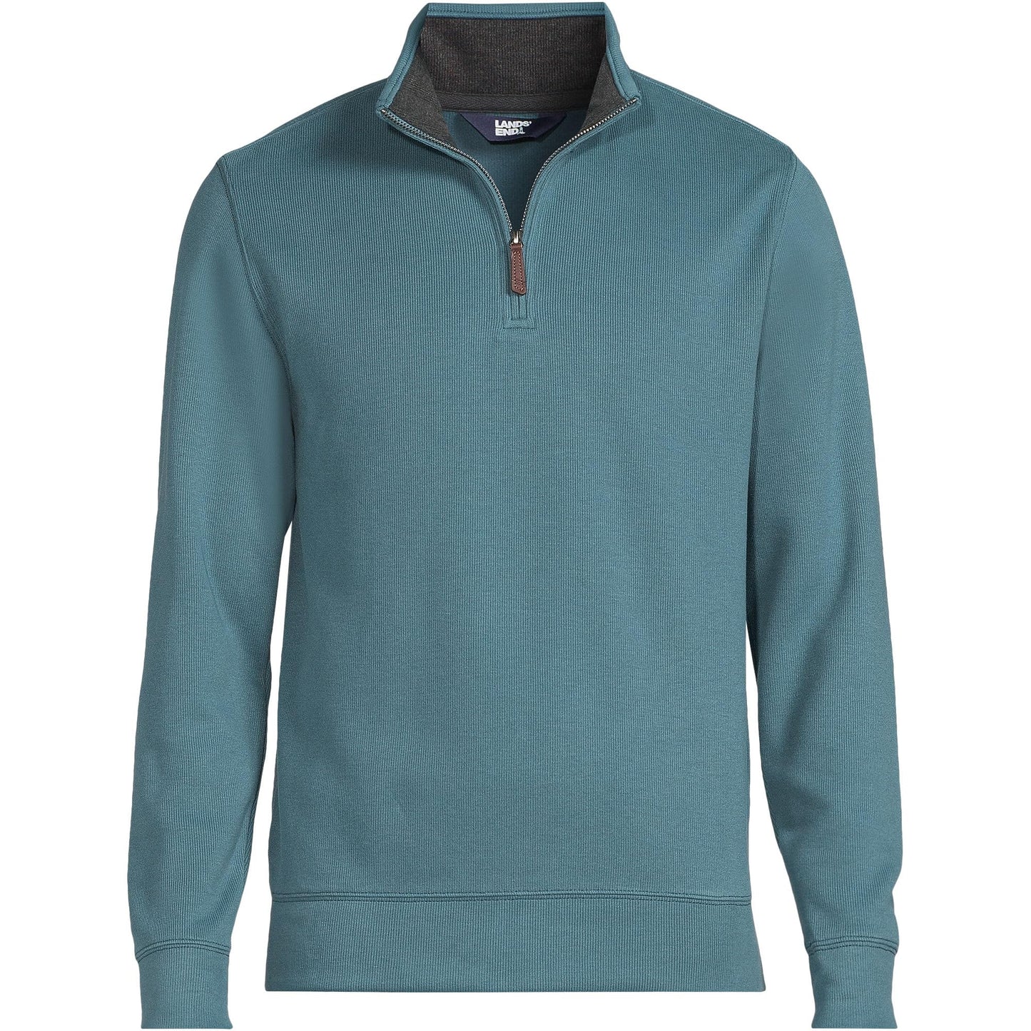 Lands' End Mens Bedford Rib Quarter Zip Sweater Rain Storm Blue Tall XX-Large