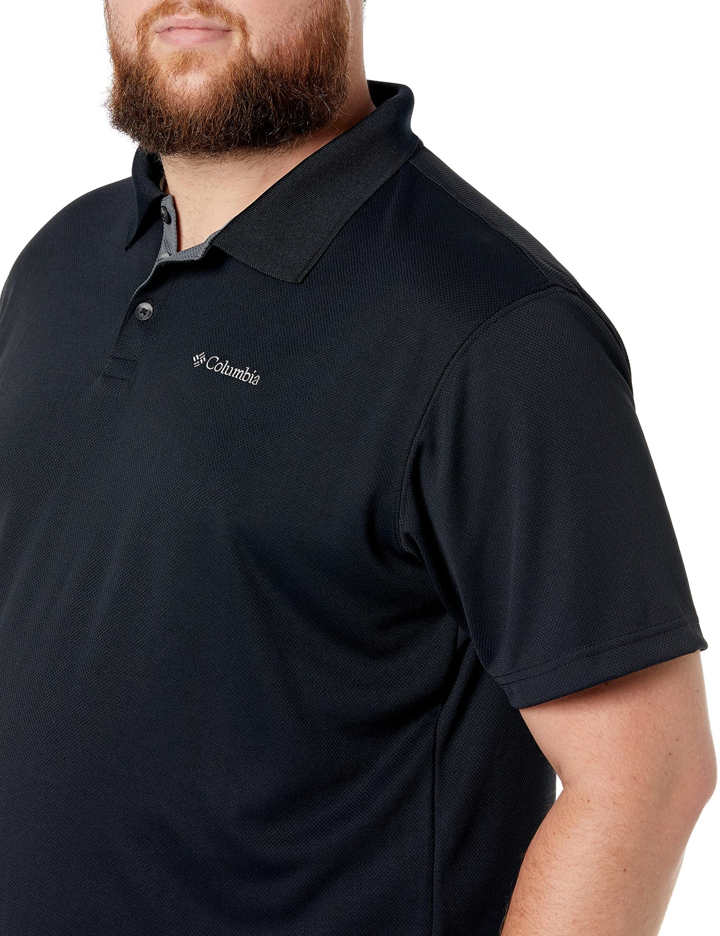 Columbia Men's Big & Tall Utilizer Short Sleeve Wicking Polo with UV Protection, Black, Large Tall
