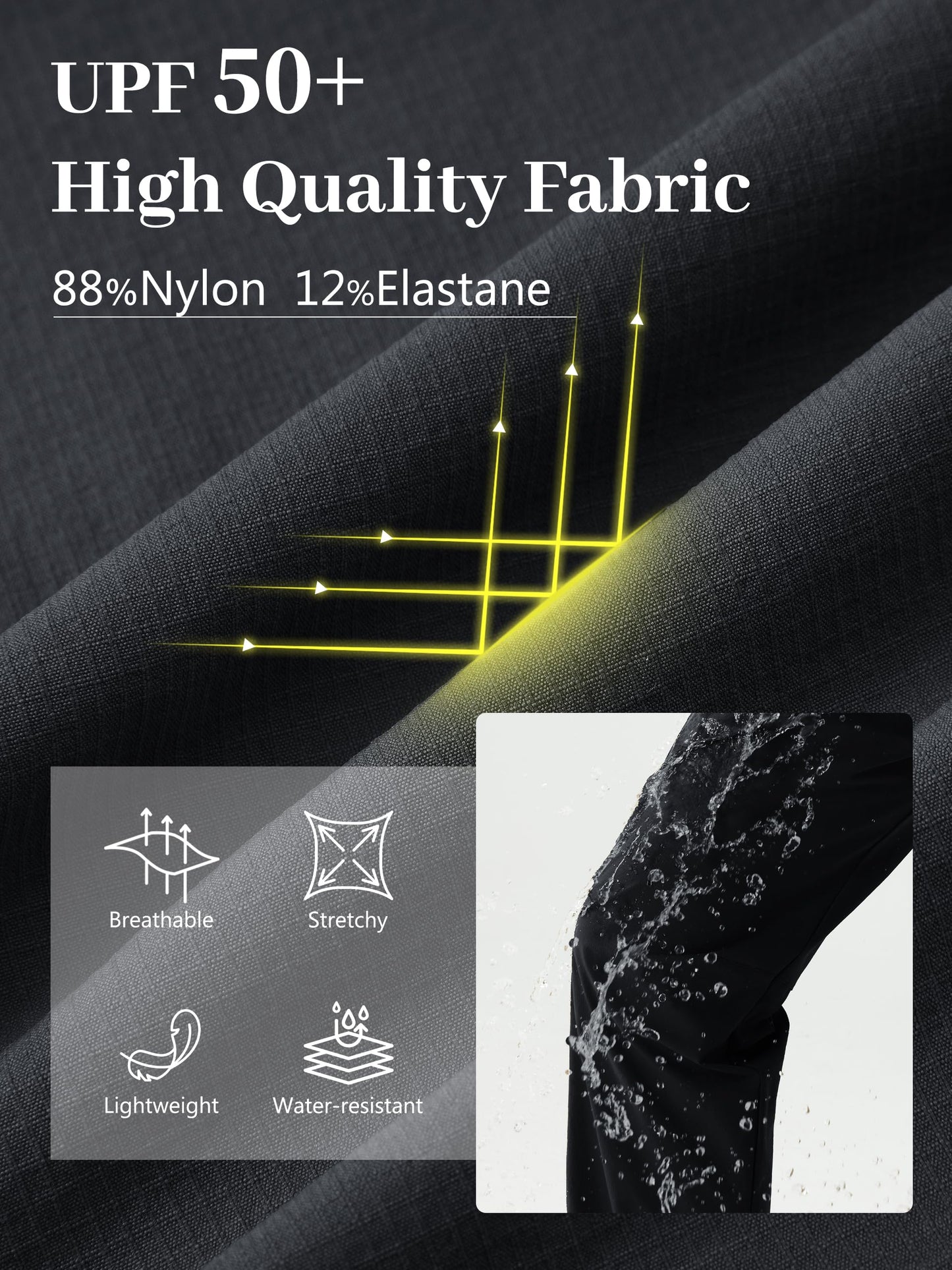 Tallemon Womens Tall Hiking Pants 30/32/34 Inseam Lightweight Joggers Quick Dry 4 Pockets Travel Athletic Cargo UPF50+ 34" Black Small