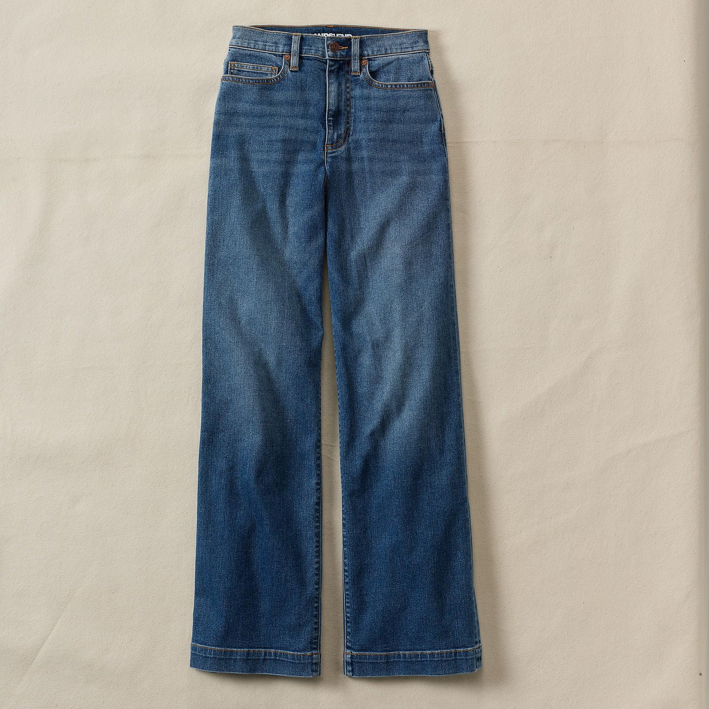 Lands' End Womens Recover HR Wide Leg Blue Jeans Indigo Tide Blue Regular 8 32