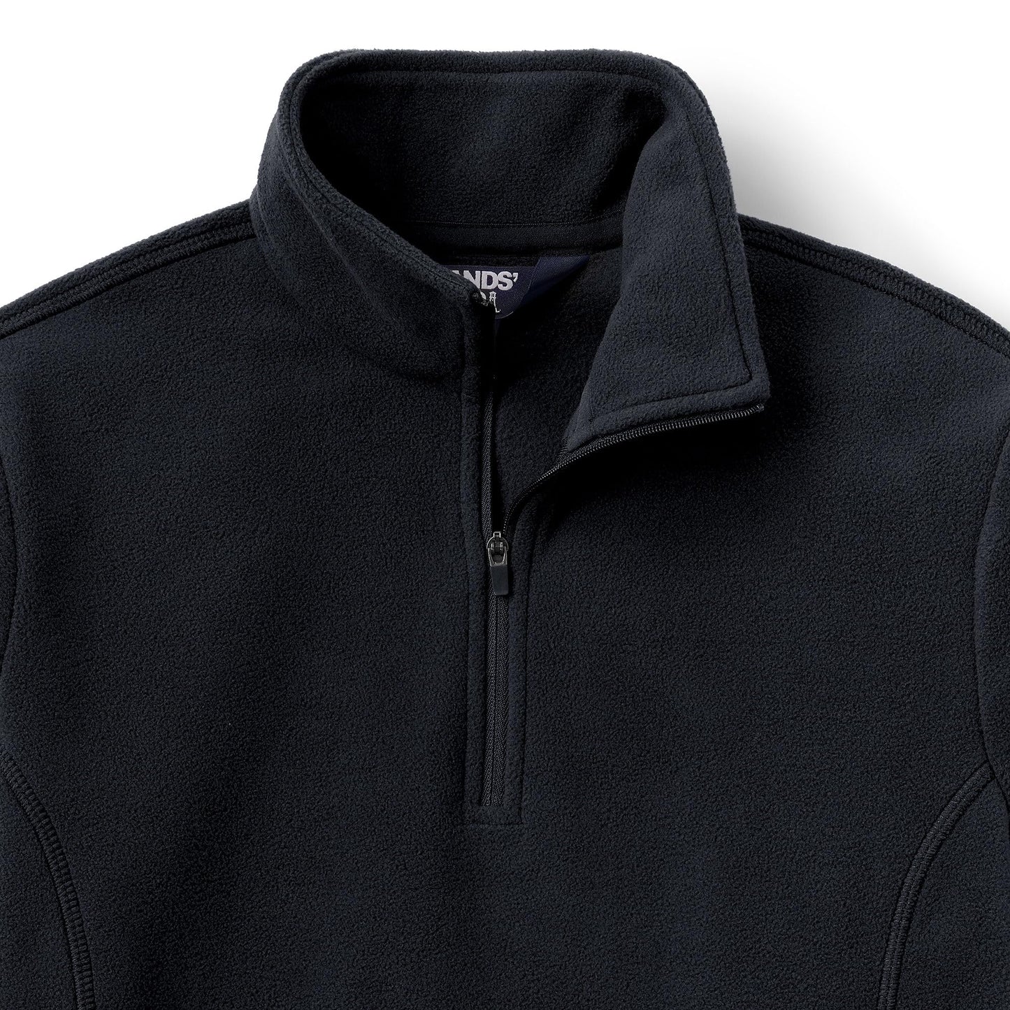 Lands' End Womens Quarter Zip Fleece Pullover Black Tall Medium