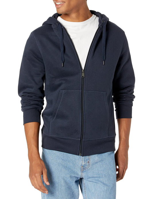 Amazon Essentials Men's Full-Zip Fleece Hoodie (Available in Big & Tall), Navy, 3X-Large Tall