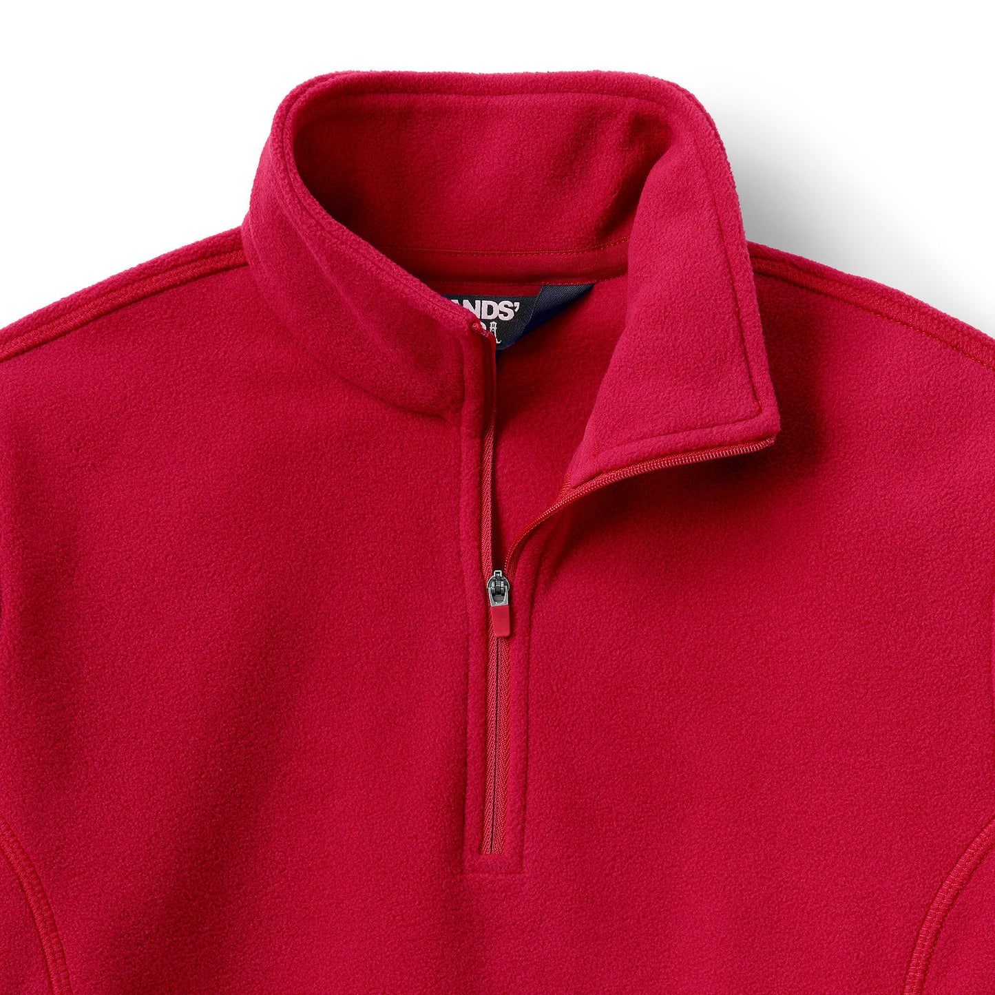 Lands' End Womens Quarter Zip Fleece Pullover Rich Red Tall Small