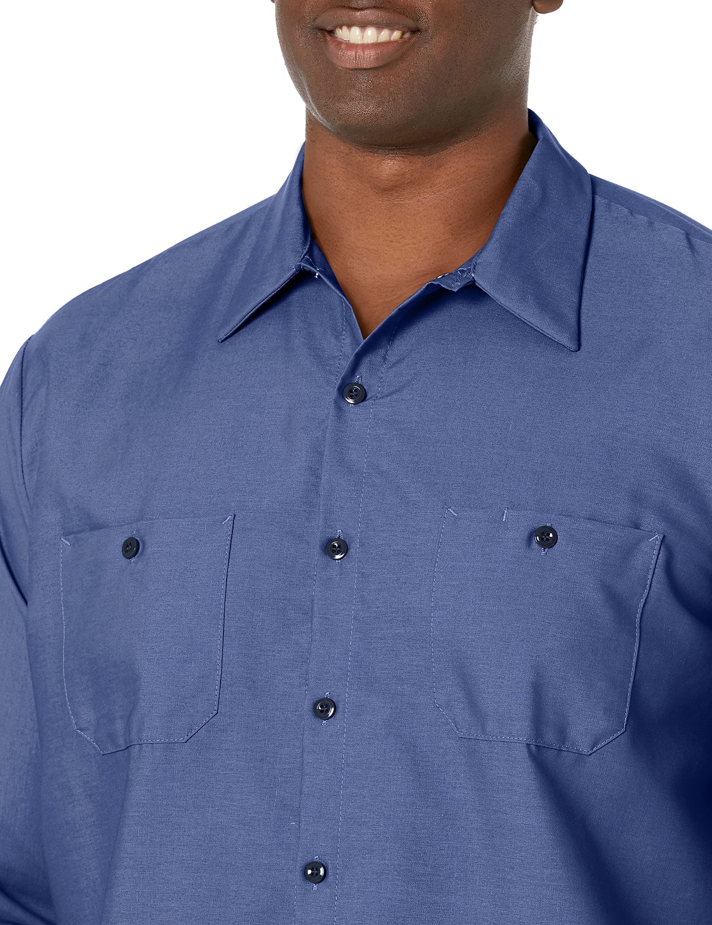 Mens Ls Post Blue Poplin Work Shirt,XL,XTall