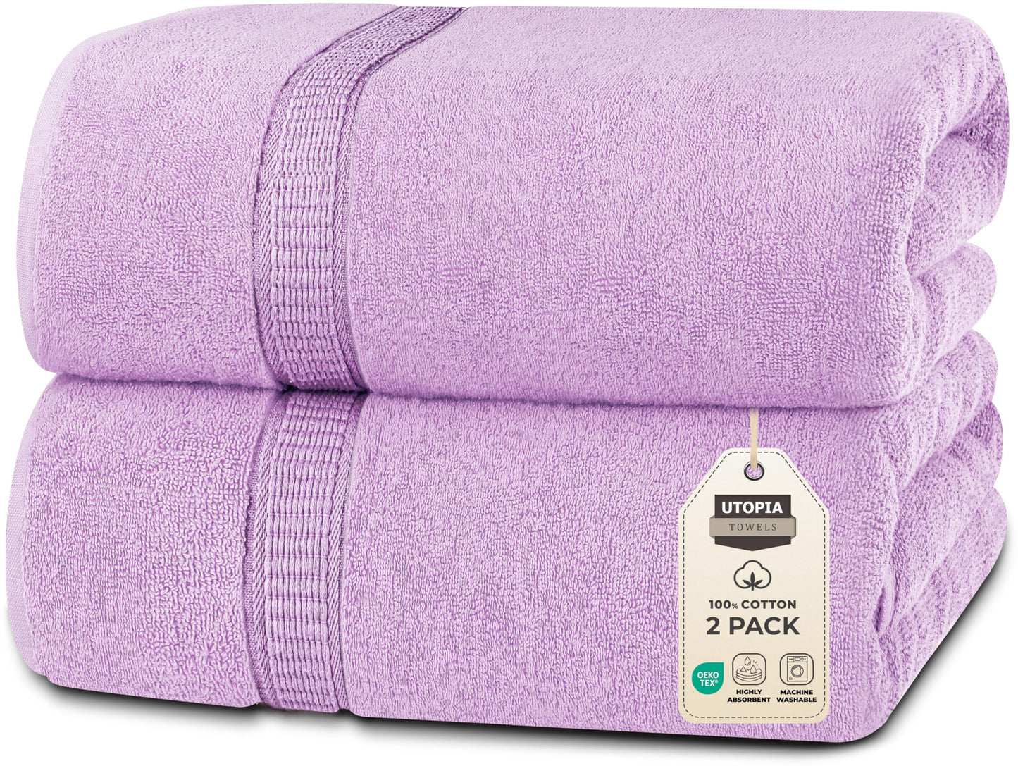 Utopia Towels Luxurious Jumbo Bath Sheet 2 Piece, 600 GSM, 35 by 70 Inches, 100% Ring Spun Cotton, Highly Absorbent and Quick Dry Extra Large Bath Towel, Super Soft Towel, Lavender