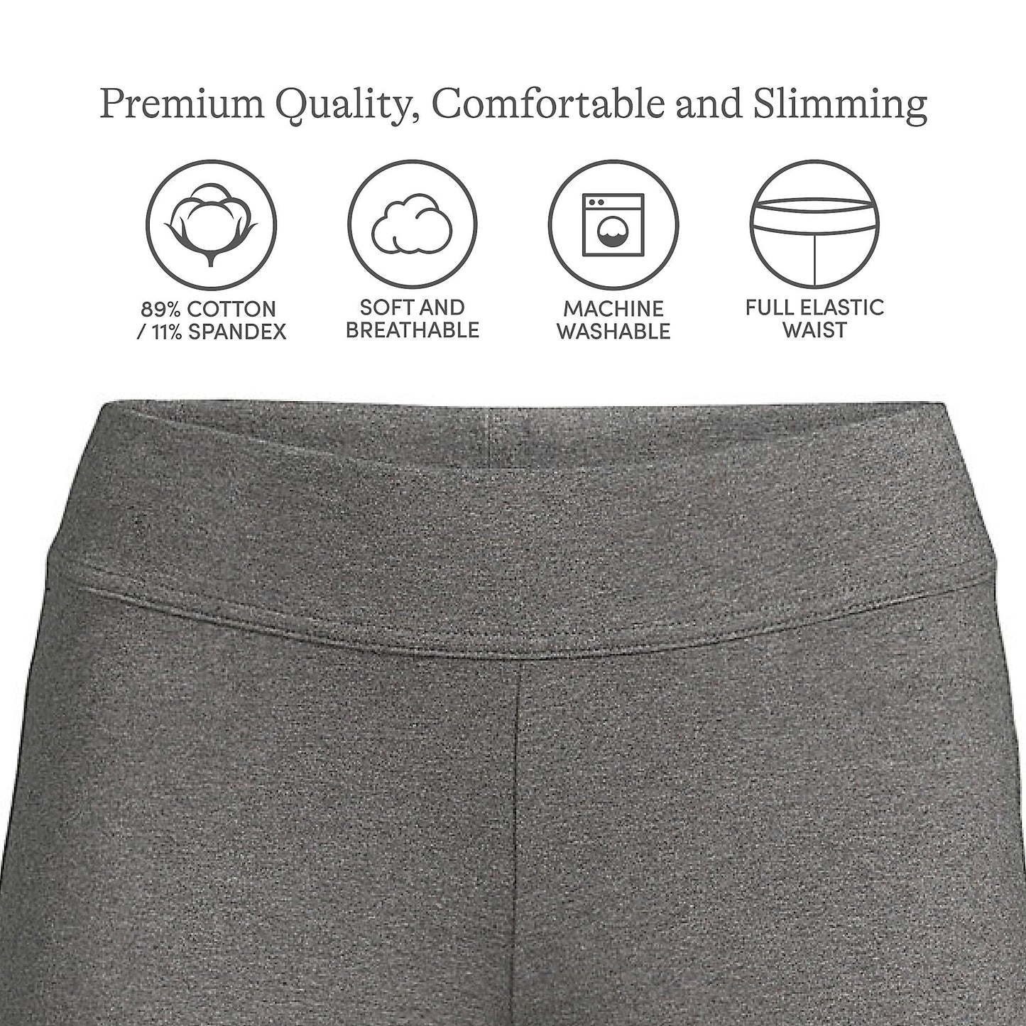 Lands' End Womens Starfish Straight Pants Charcoal Heather Tall X-Large