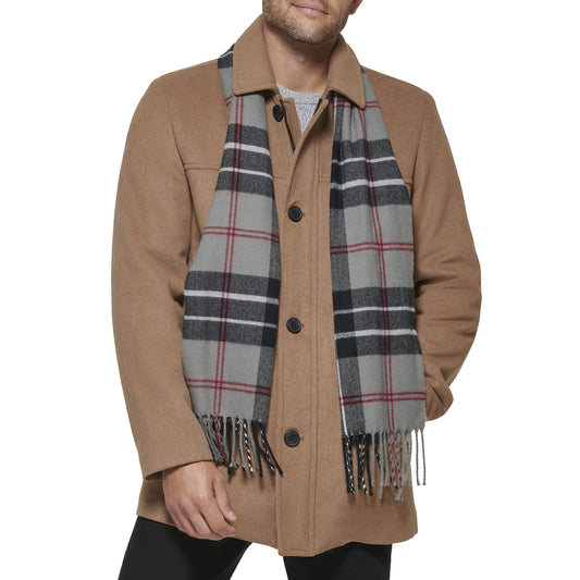 Dockers Men's Weston Wool Blend Coat (Regular and Big & Tall), Camel/Light Grey Scarf, X-Large