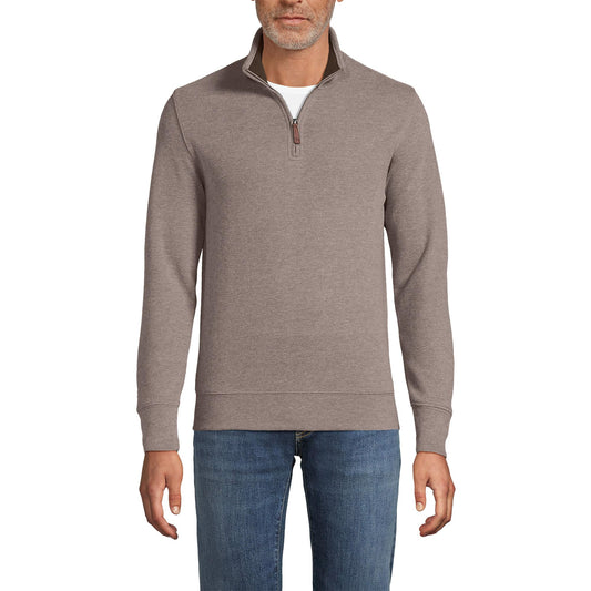 Lands' End Mens Bedford Rib Quarter Zip Sweater Light Bark Heather Big and Tall 4xlt