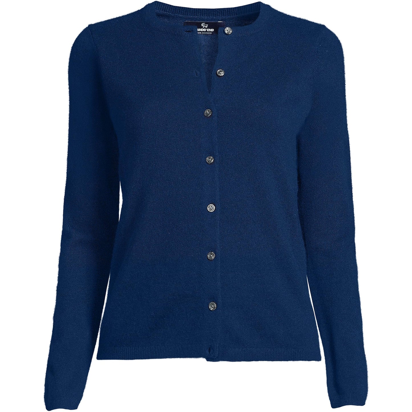 Lands' End Womens Cashmere Cardigan Sweater Deep Sea Navy Tall Medium