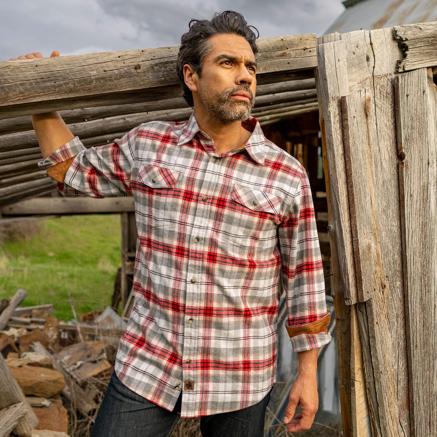 Legendary Whitetails Men's Big & Tall Flannel Shirt Long Sleeve Button Down Relaxed Fit, Gray Barnside Plaid