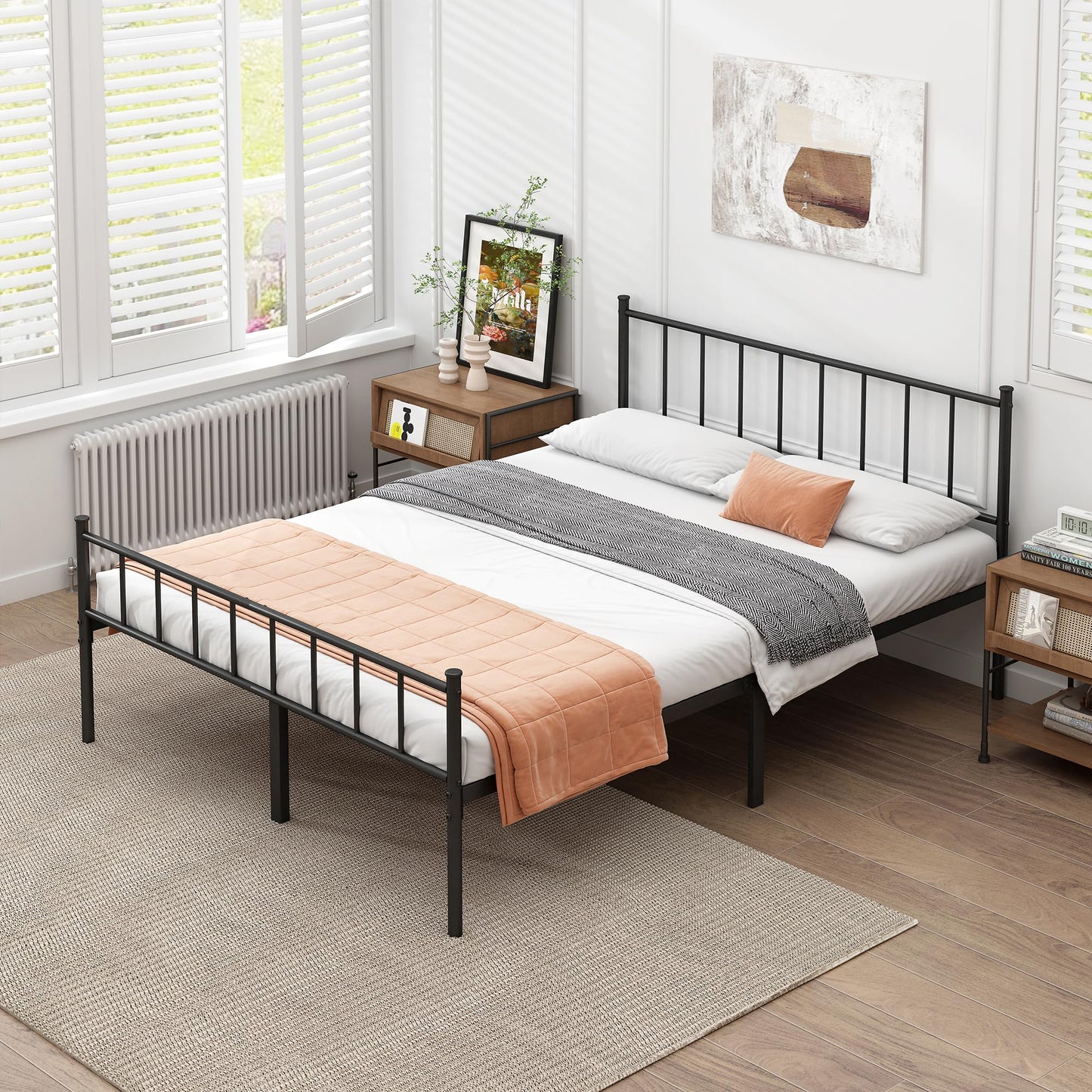DIIYIV California King Bed Frame-Classic Metal Platform Bed Frame,Mattress Foundation with Steel Slat Support,Under Foundation Storage,No Box Spring Needed, Easy Assembly,California King Size