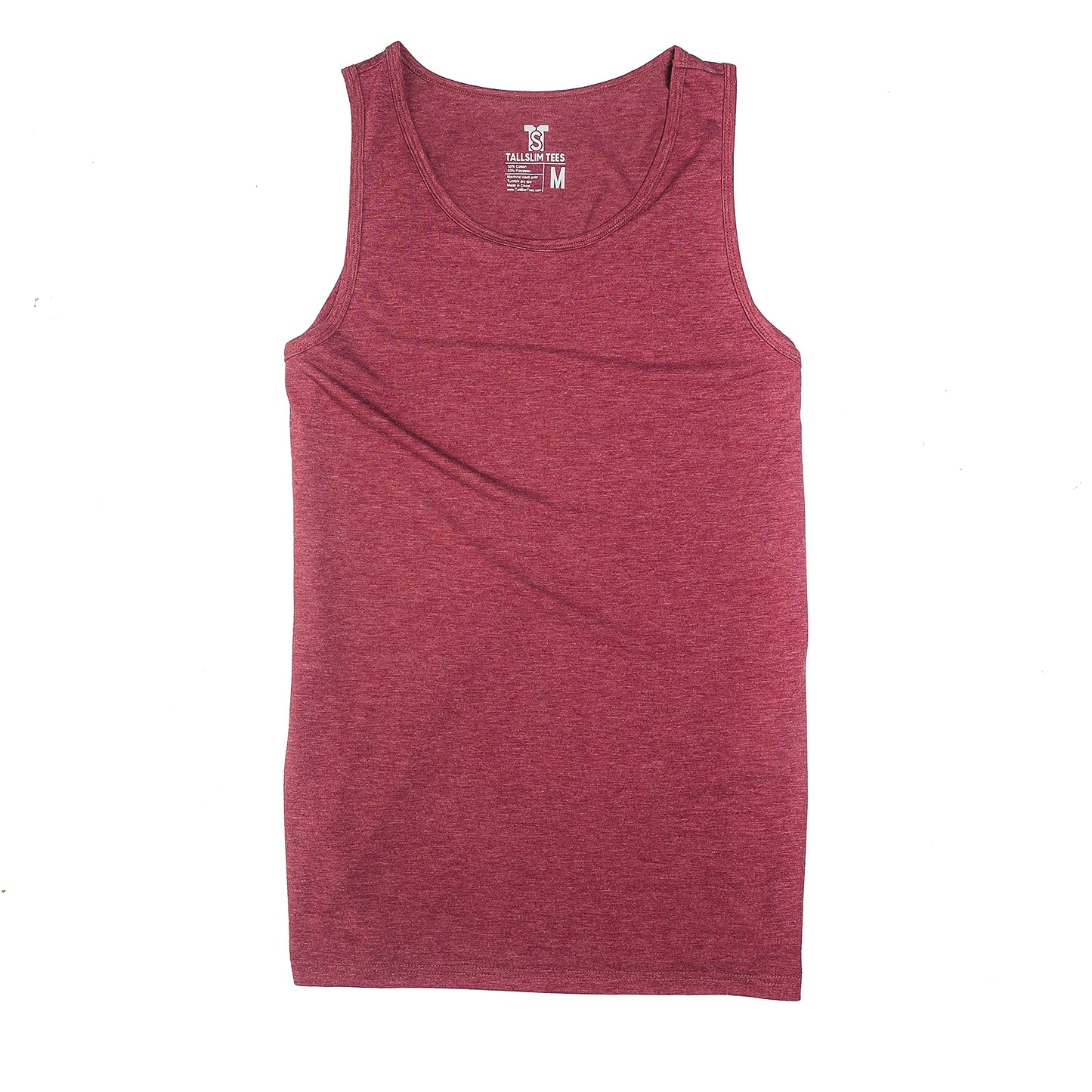 Men's Tall Slim-Fit Orginal Tank Top Shirt, Soft Polyester Blend Long Tee (Tall, Medium, Red)