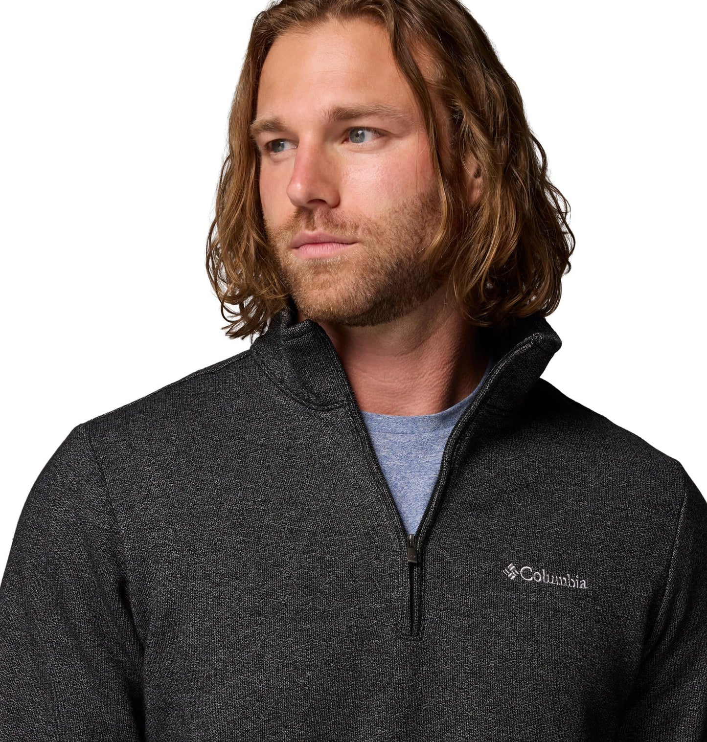 Columbia Men's Great Hart Mountain III Half Zip, Black Heather, Large Tall