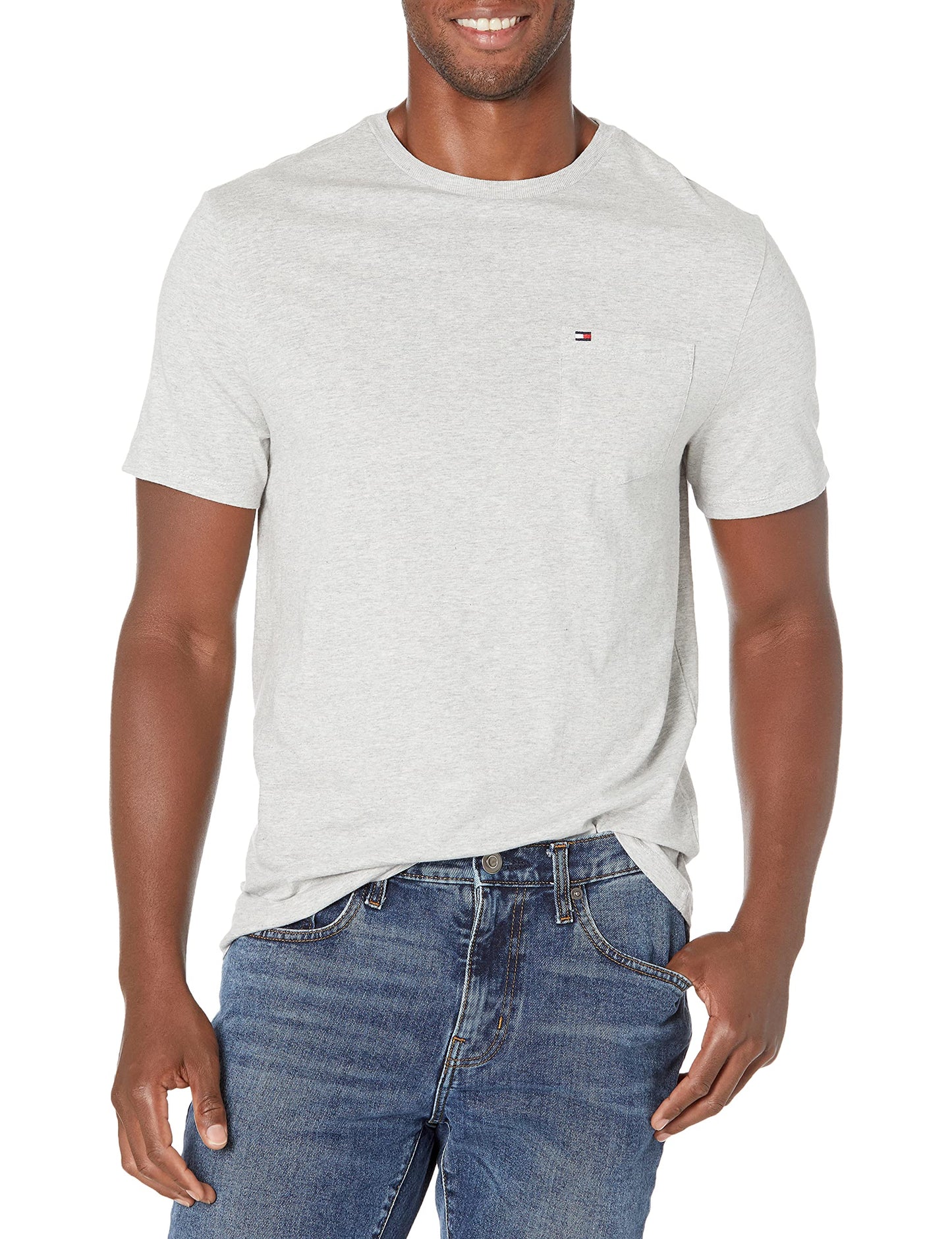 Tommy Hilfiger Men's Big-Tall Big and Tall T Shirt with Pocket Shirt, Light Grey Heather, BG-2XL