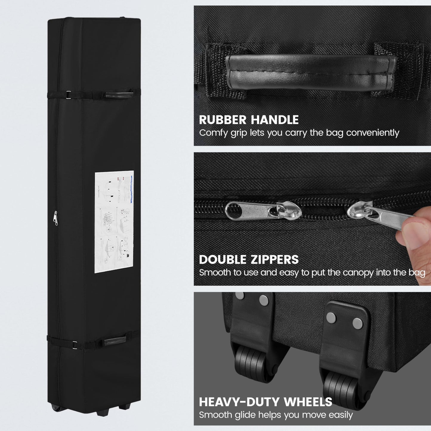 Yaheetech Heavy Duty Pop Up Canopy Tent, 10x15 Commercial Instant Shelter Tent, Outdoor Adjustable Canopy with Wheeled Bag, 4 Sandbags & 8 Stakes, White