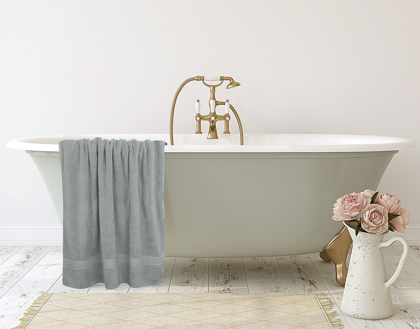 Utopia Towels Luxurious Jumbo Bath Sheet 2 Piece, 600 GSM, 35 by 70 Inches, 100% Ring Spun Cotton, Highly Absorbent and Quick Dry Extra Large Bath Towel, Super Soft Towel, Cool Grey