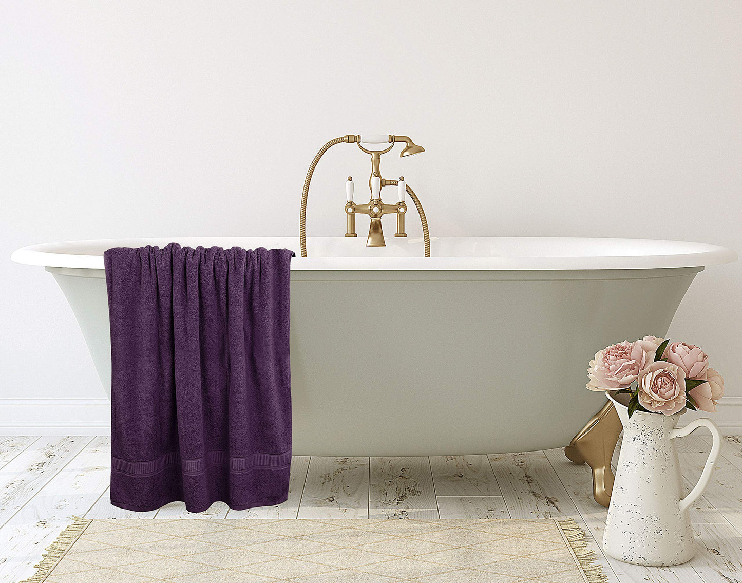 Utopia Towels Luxurious Jumbo Bath Sheet 2 Piece, 600 GSM, 35 by 70 Inches, 100% Ring Spun Cotton, Highly Absorbent and Quick Dry Extra Large Bath Towel, Super Soft Towel, Plum