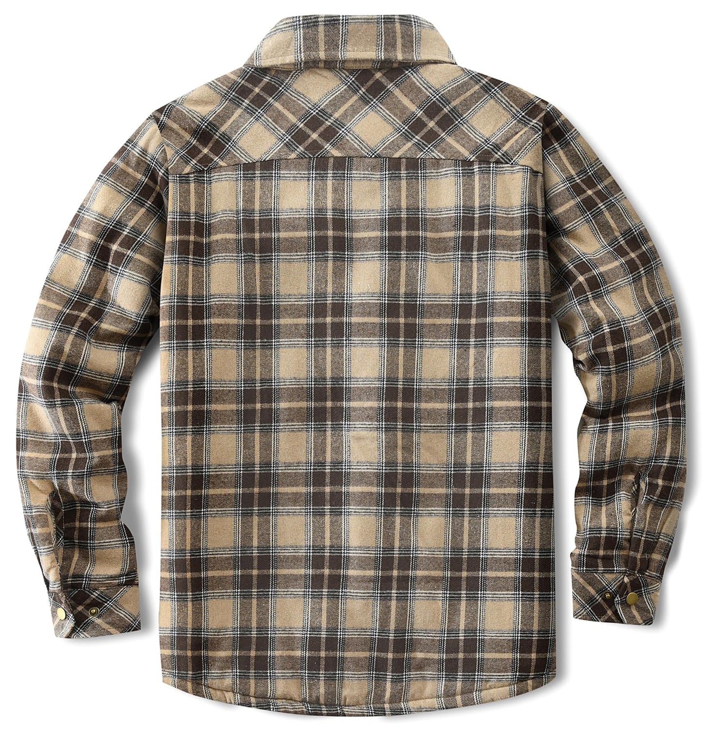 Puwasa Men's Fleece Lined Plaid Flannel Shirt Jacket Long Sleeve Soft Button Down Coat for Men Khaki X-Large Tall