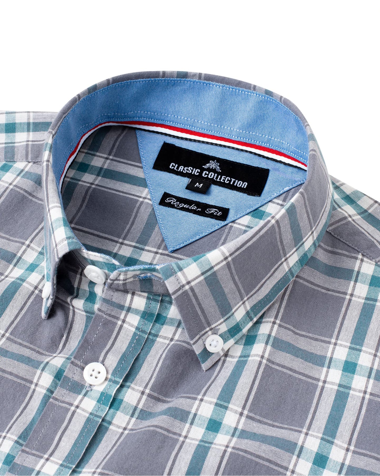 Alimens & Gentle Men's Plaid Button Down Shirts Cotton Long Sleeve Dress Shirts Regular Fit Gingham Shirts
