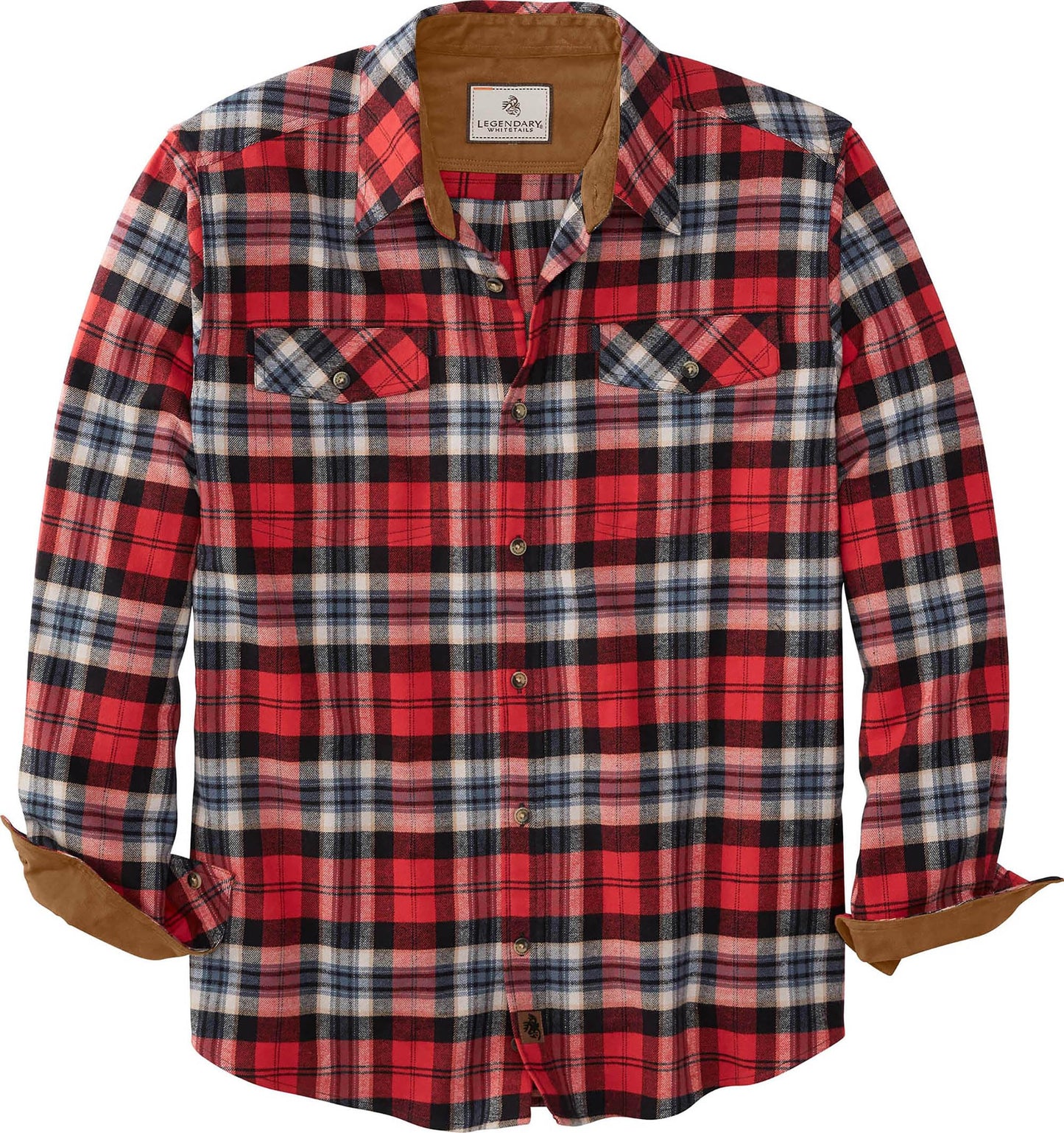 Legendary Whitetails Men's Big Flannel Shirt Long Sleeve Button Down Relaxed Fit, Jazzy Barn Side Plaid, Large Tall