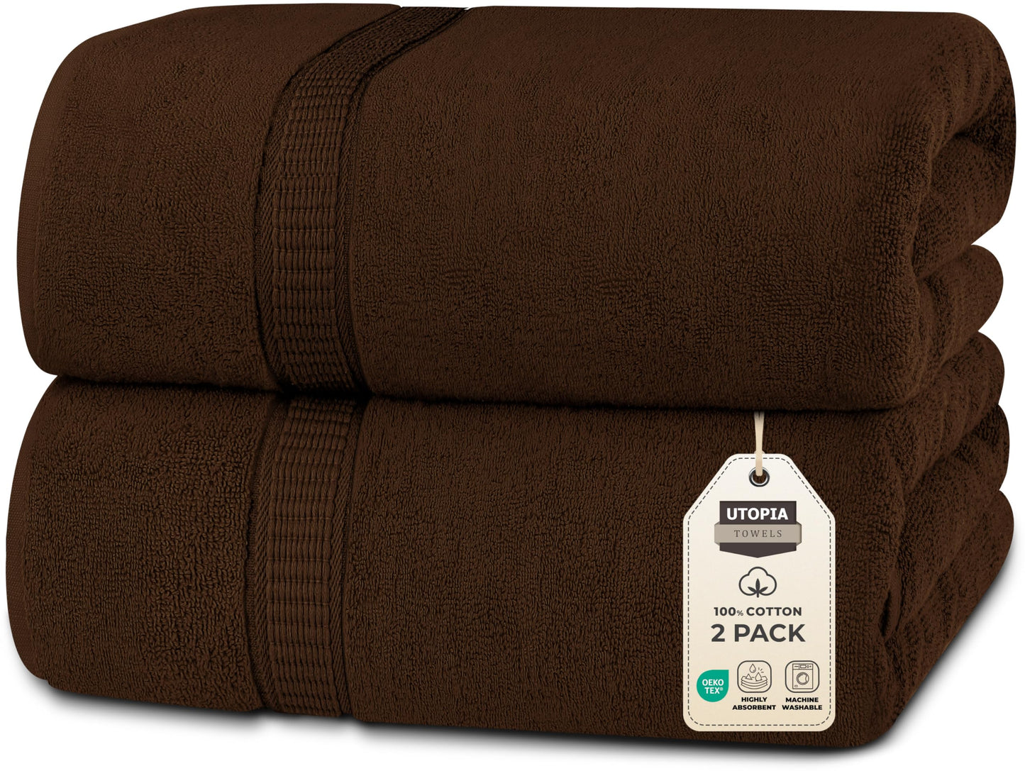 Utopia Towels Luxurious Jumbo Bath Sheet 2 Piece, 600 GSM, 35 by 70 Inches, 100% Ring Spun Cotton, Highly Absorbent and Quick Dry Extra Large Bath Towel, Super Soft Towel, Dark Brown