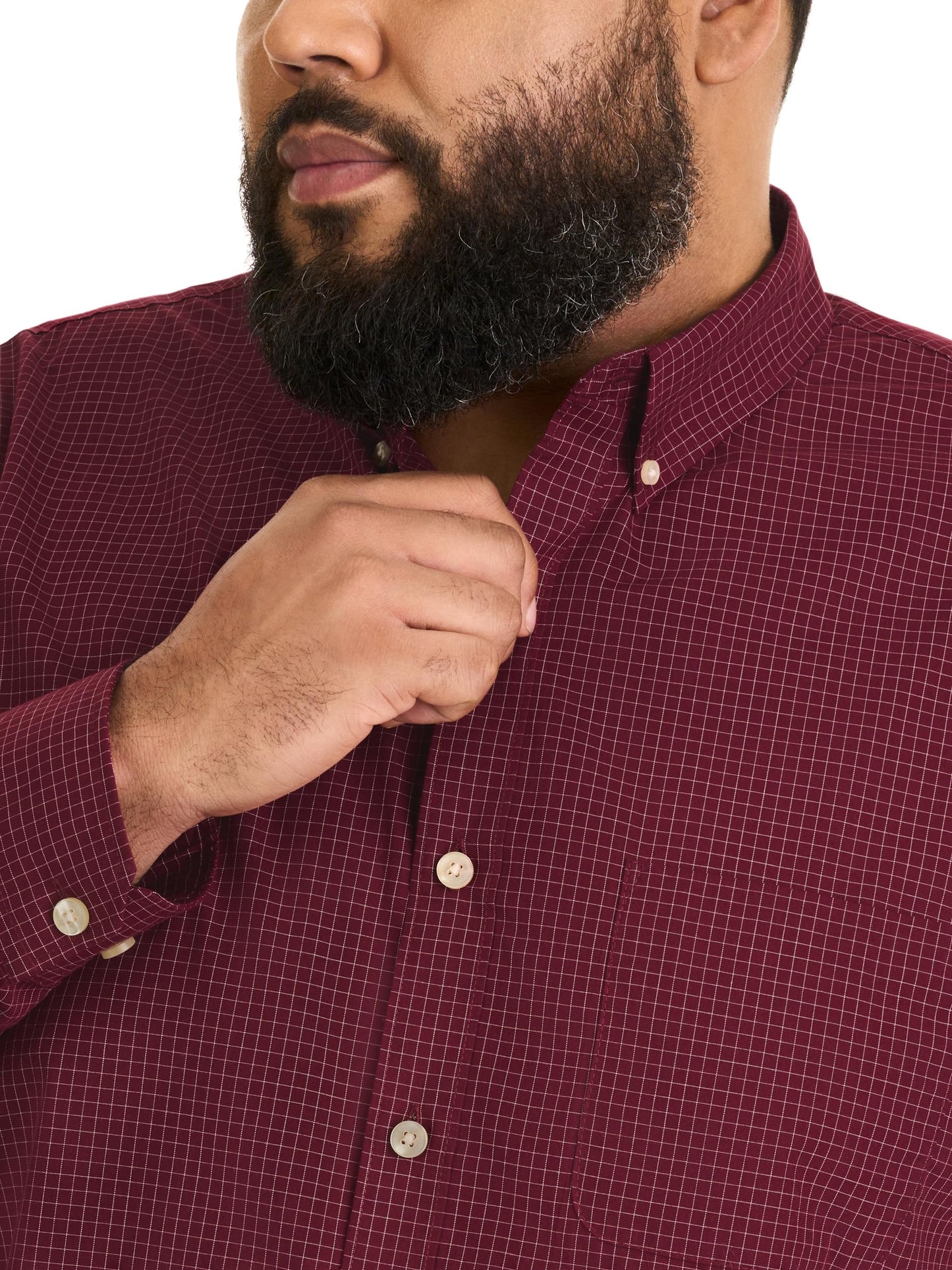 Van Heusen mens Big and Tall Wrinkle Free Long Sleeve Button Down Shirt, Port Red, XX-Large Tall US