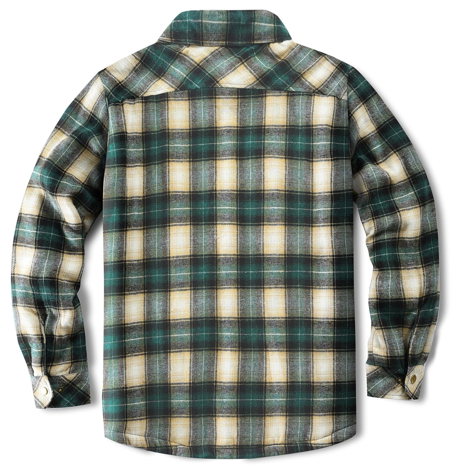 Puwasa Men's Cotton Flannel Shirt Jacket Long Sleeve Fleece Casual Button Down Plaid Jacket Brushed Soft Outdoor Coat with Pocket Green X-Large Tall