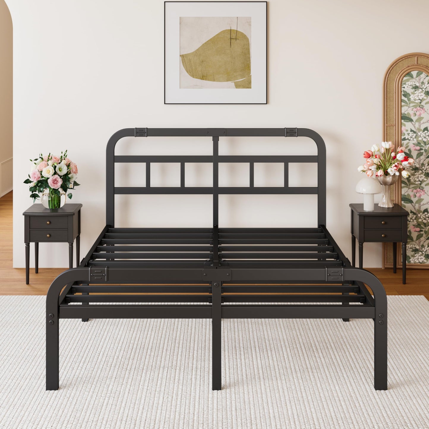 ZIYOO 14Inch California King Bed Frame with Headboard/Footboard, Sturdy Metal Platform Design, Large Storage Space, No Box Spring Needed, Quiet Noise Free, Easy Assembly