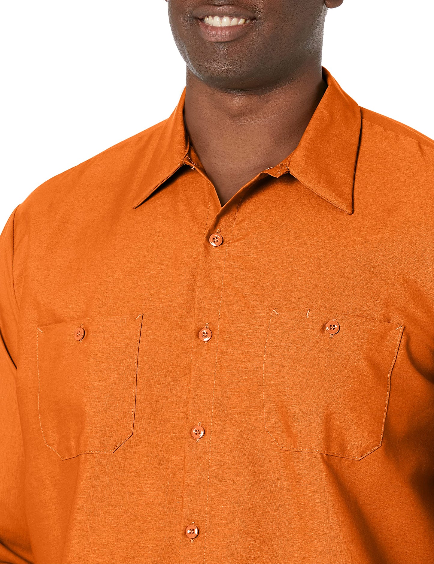 Red Kap Men's Size Industrial Work Shirt, Regular Fit, Long Sleeve, Orange, 2X-Large/Tall