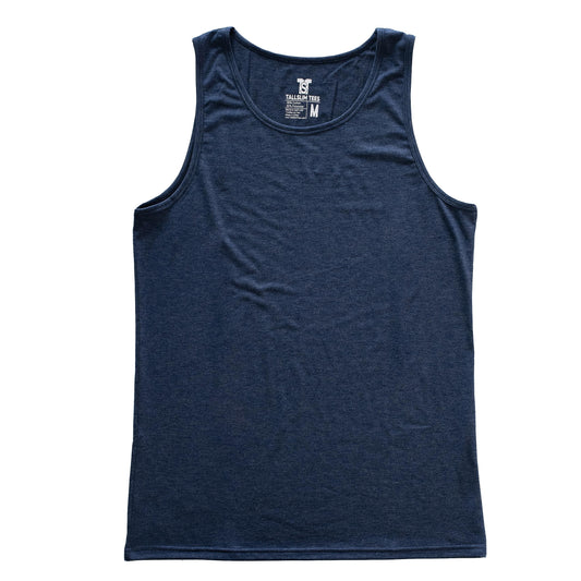Men's Tall Slim-Fit Orginal Tank Top Shirt, Soft Polyester Blend Long Tee (Tall, X-Large, Dark Blue)